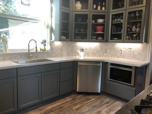 Concrete Countertops, Stained Beam on Ceiling, New Backsplash, Under-Cabinet Lighting & Custom Cabinets for Kitchen Remodel in Richmond, TX (1)