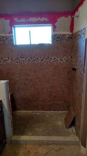 Bathroom Renovation in Houston, TX
(process: shower area moved to the other side of the bathroom, framed out new shower, installed tile) (5)